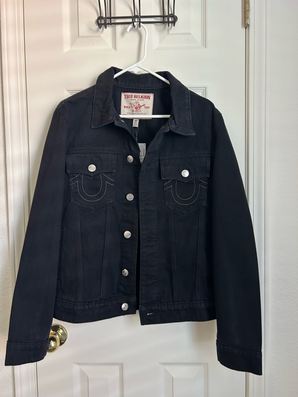 True Religion Black Denim Trucker Jacket